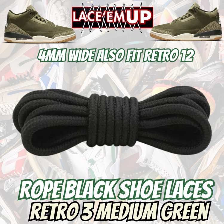 Retro 3 Medium Green Shoe Laces replacement, sneaker shoe laces. aj3,aj4,AJ12