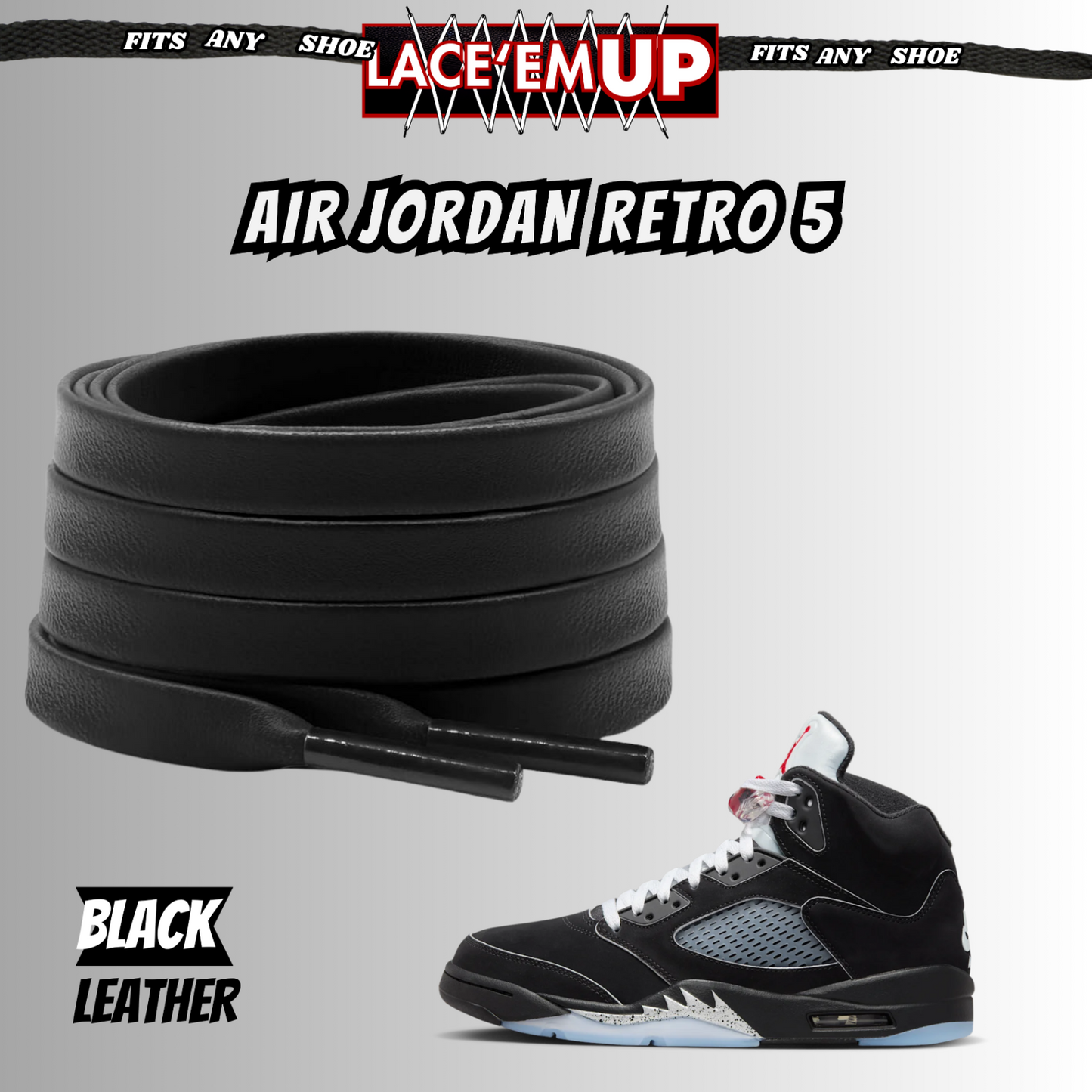 METALLICS 5'S Shoe Laces Cement replacement for jordan 5 reimagined metallic