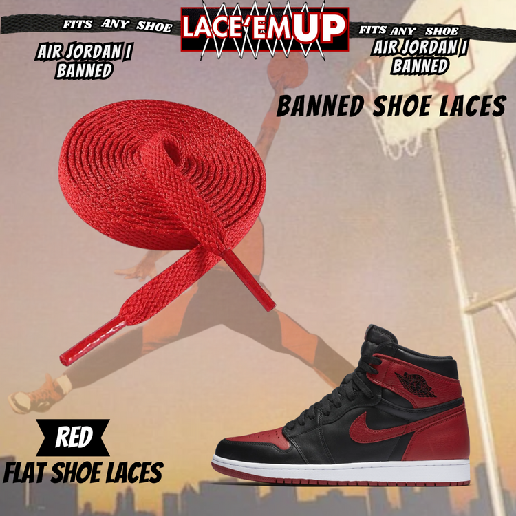 "Banned" Flat Shoe Laces replacement for jordan 1  OG BLACK TOE LACES