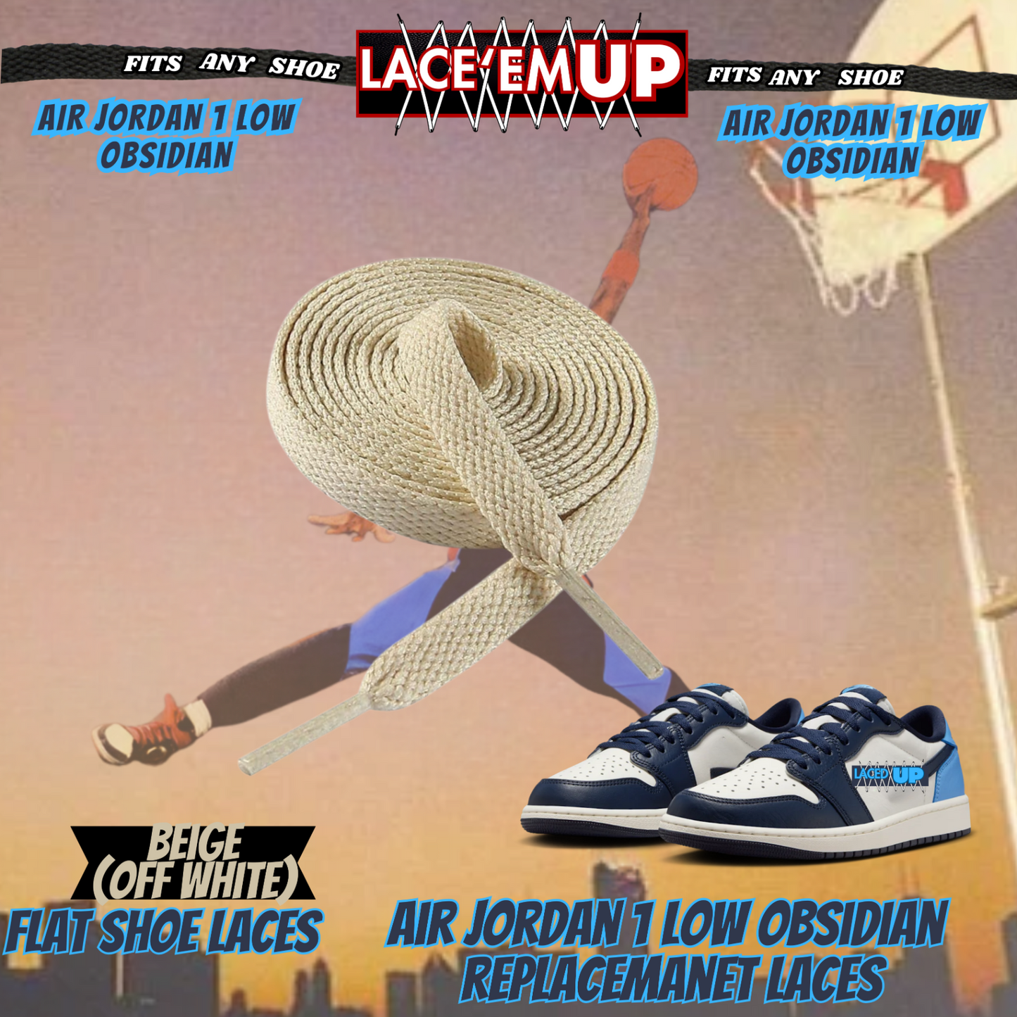 AJ 1 OBSIDIAN Shoe Laces replacement for jordan 1  OG, UNC LACES, NAVY BLUE LACE