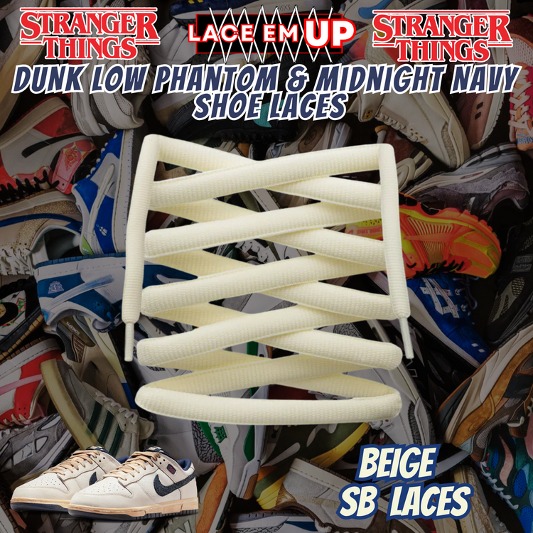 Dunk Low Phantom & Midnight navy Shoe Laces Spotted Splatter Cement replacement