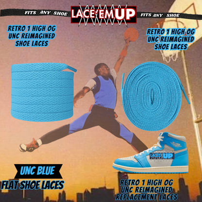 Retro 1 Unc Shoe Laces replacement for AJ 1 UNC REIMAGINED-UNIVERSITY BLUE-LACES