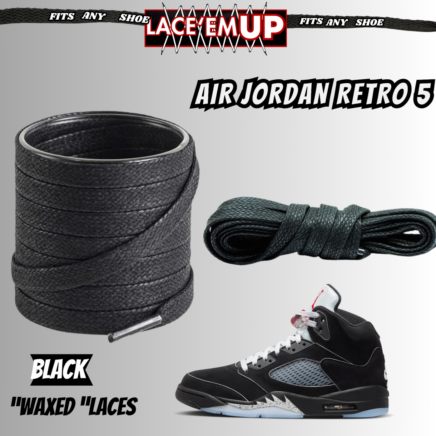 METALLICS 5'S Shoe Laces Cement replacement for jordan 5 reimagined metallic