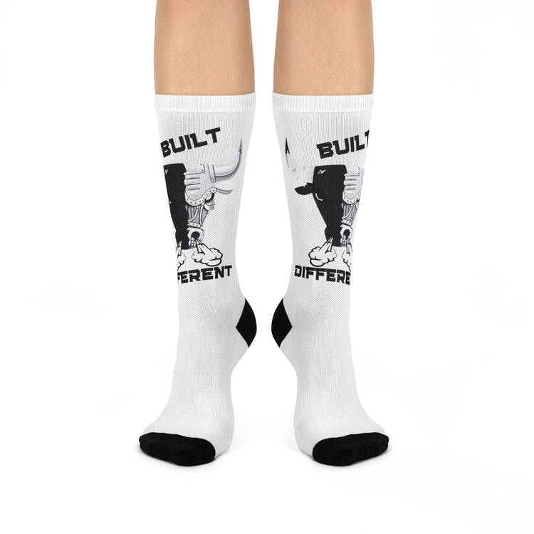 BUILT DIFFERENT SNEAKER SOCKS to match AIR Jordan Retro 4  WHITE THUNDER