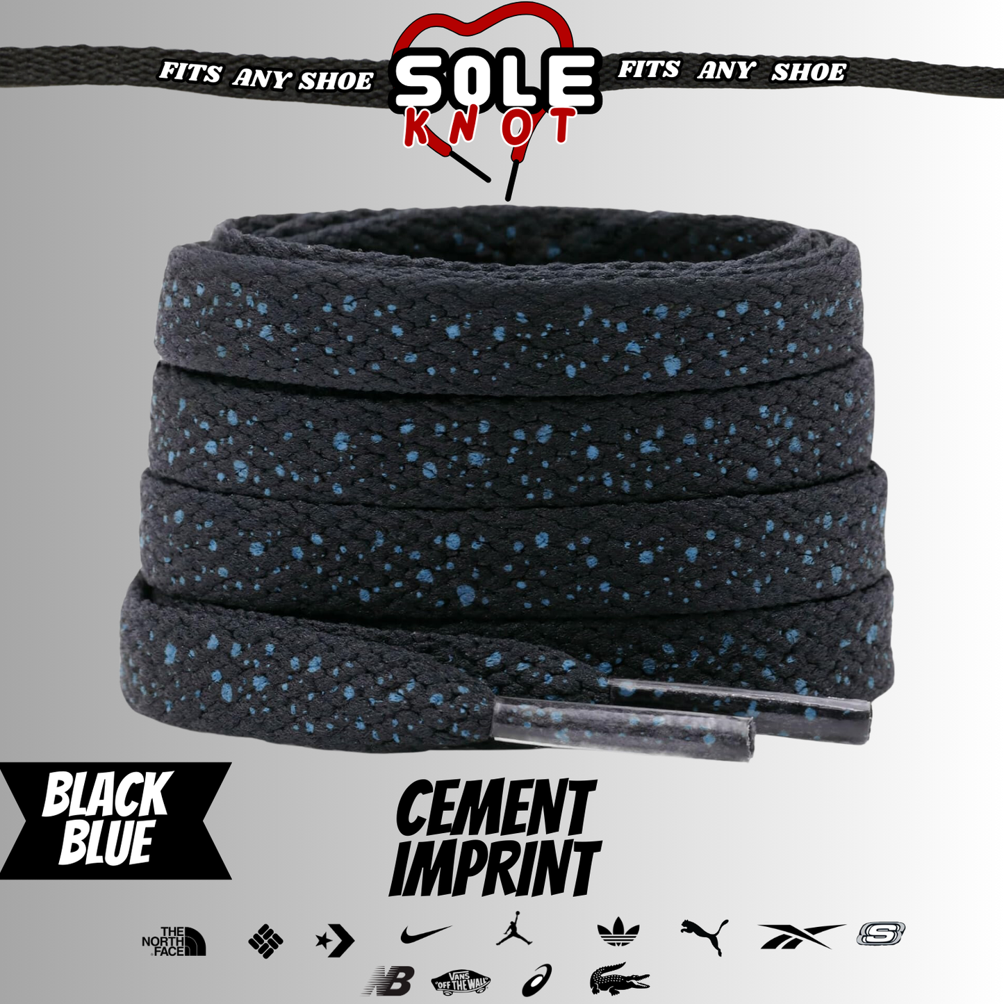SOLE KNOT- CEMENT Flat Shoe Laces Spotted Splatter Cement AJ3 AJ4 Colored Tips