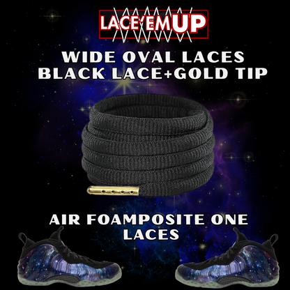 Foamposite Galaxy Wide Oval Laces Replacement Oval Shoe with color tips-PREMIUM