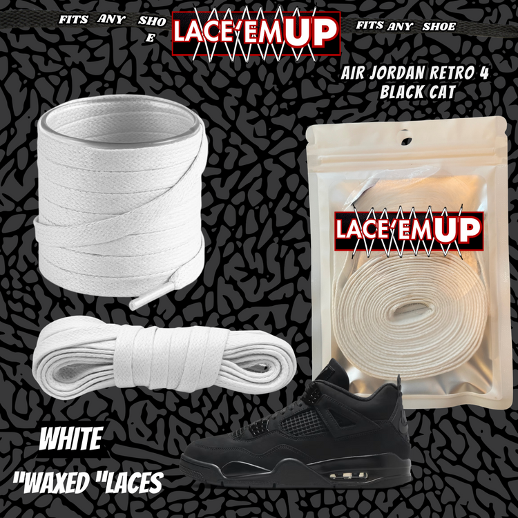 BLACK CAT Shoe Laces Spotted Splatter Cement replacement for jordan 4 black cats