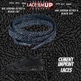 BLACK CAT Shoe Laces Spotted Splatter Cement replacement for jordan 4 black cats