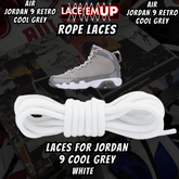 Air Jordan 9 COOL GREY  Premium Replacement Rope Round Shoe Laces. AJ9 LACES