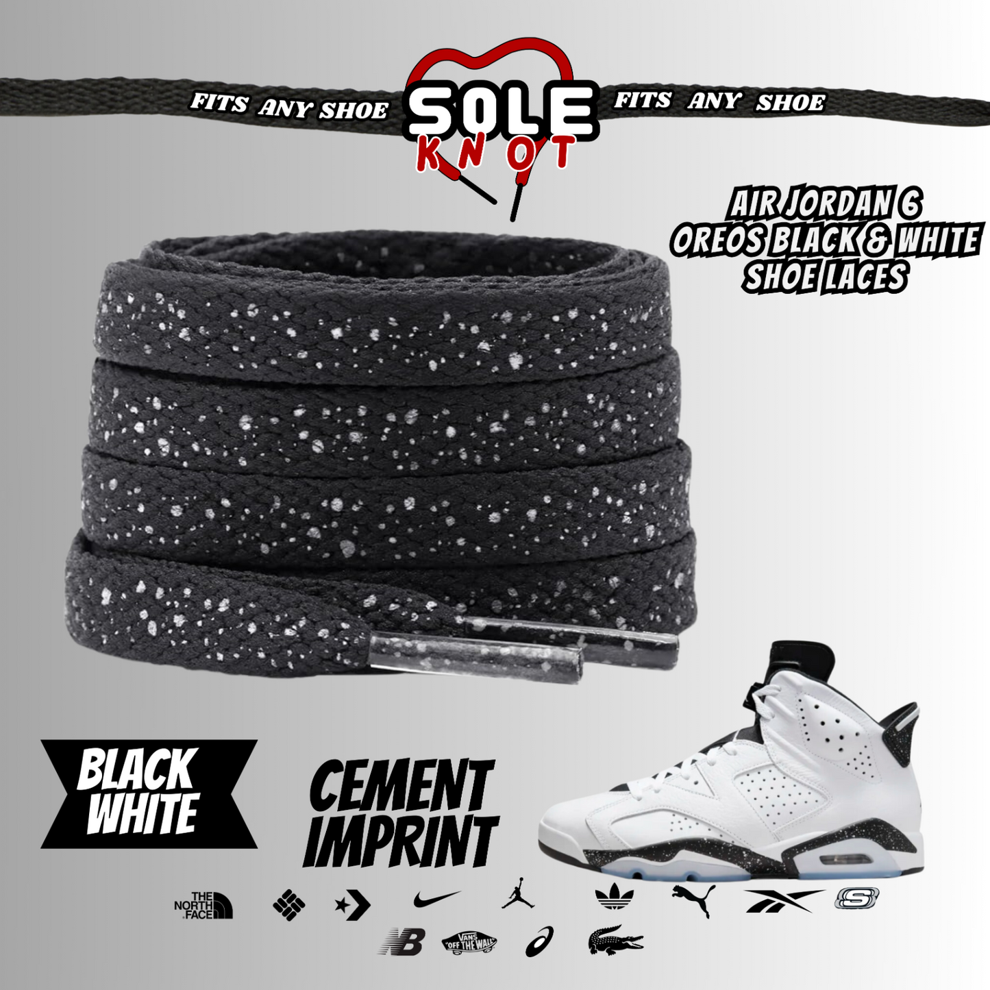 PREMIUM SHOE LACES TO MATCH AIR JORDAN 6 OREOS BLACK & WHITE,AJ CONVERSE