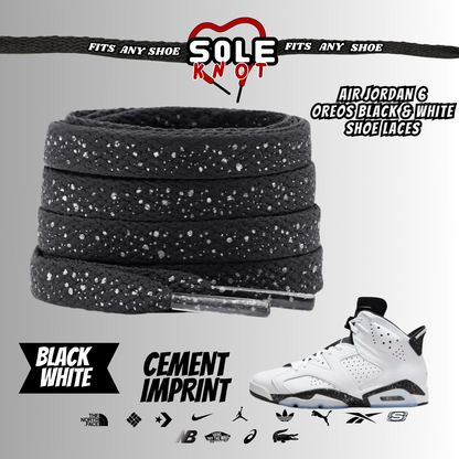 PREMIUM SHOE LACES TO MATCH AIR JORDAN 6 OREOS BLACK & WHITE,AJ CONVERSE