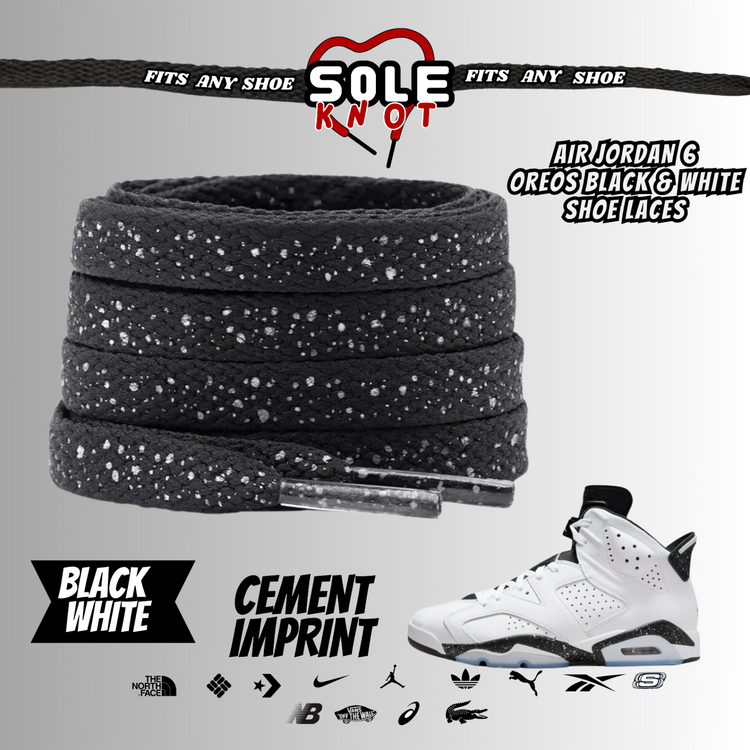 PREMIUM SHOE LACES TO MATCH AIR JORDAN 6 OREOS BLACK & WHITE,AJ CONVERSE