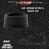 BLACK CAT Shoe Laces Spotted Splatter Cement replacement for jordan 4 black cats