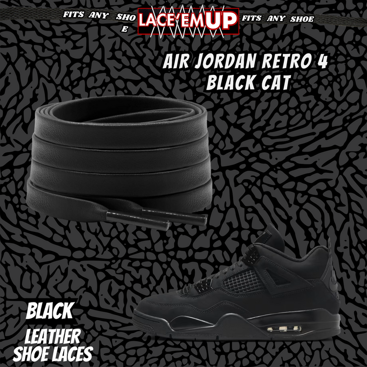 BLACK CAT Shoe Laces Spotted Splatter Cement replacement for jordan 4 black cats