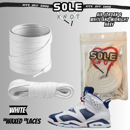 PREMIUM SHOE LACES TO MATCH AIR JORDAN 6 WHITE AND NAVY BLUE ,AJ CONVERSE