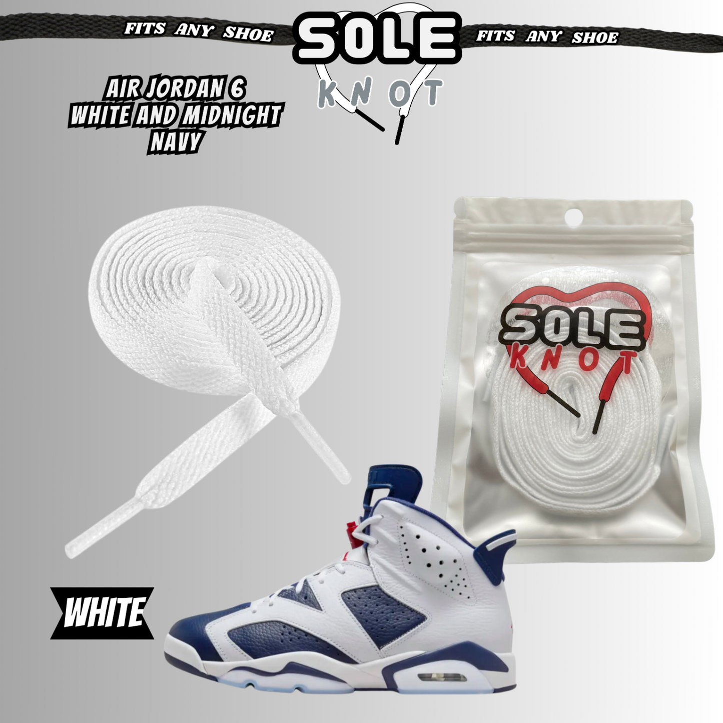 PREMIUM SHOE LACES TO MATCH AIR JORDAN 6 WHITE AND NAVY BLUE ,AJ CONVERSE