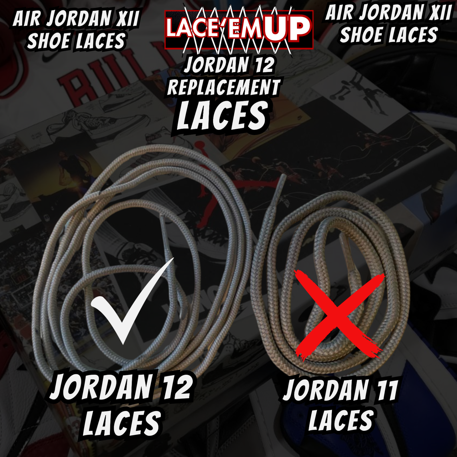 Air Jordan 12 AJ12 Premium Replacement Rope Round Shoe Laces