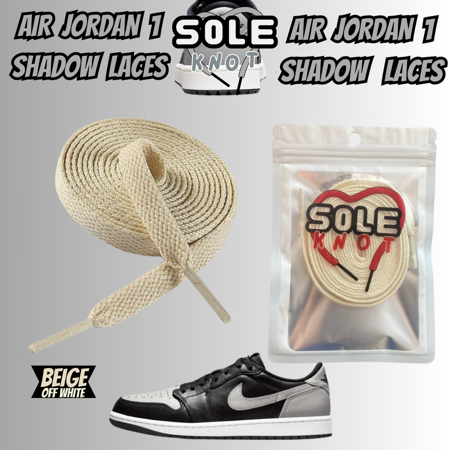 PREMIUM SHOELACES FOR  Air AJ Jordan 1 SHADOW