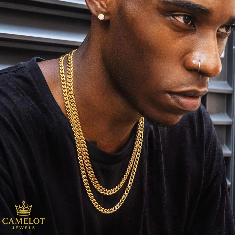 18K Gold Plated Stainless Steel Miami Cuban Curb Link Necklace Chain Men Women