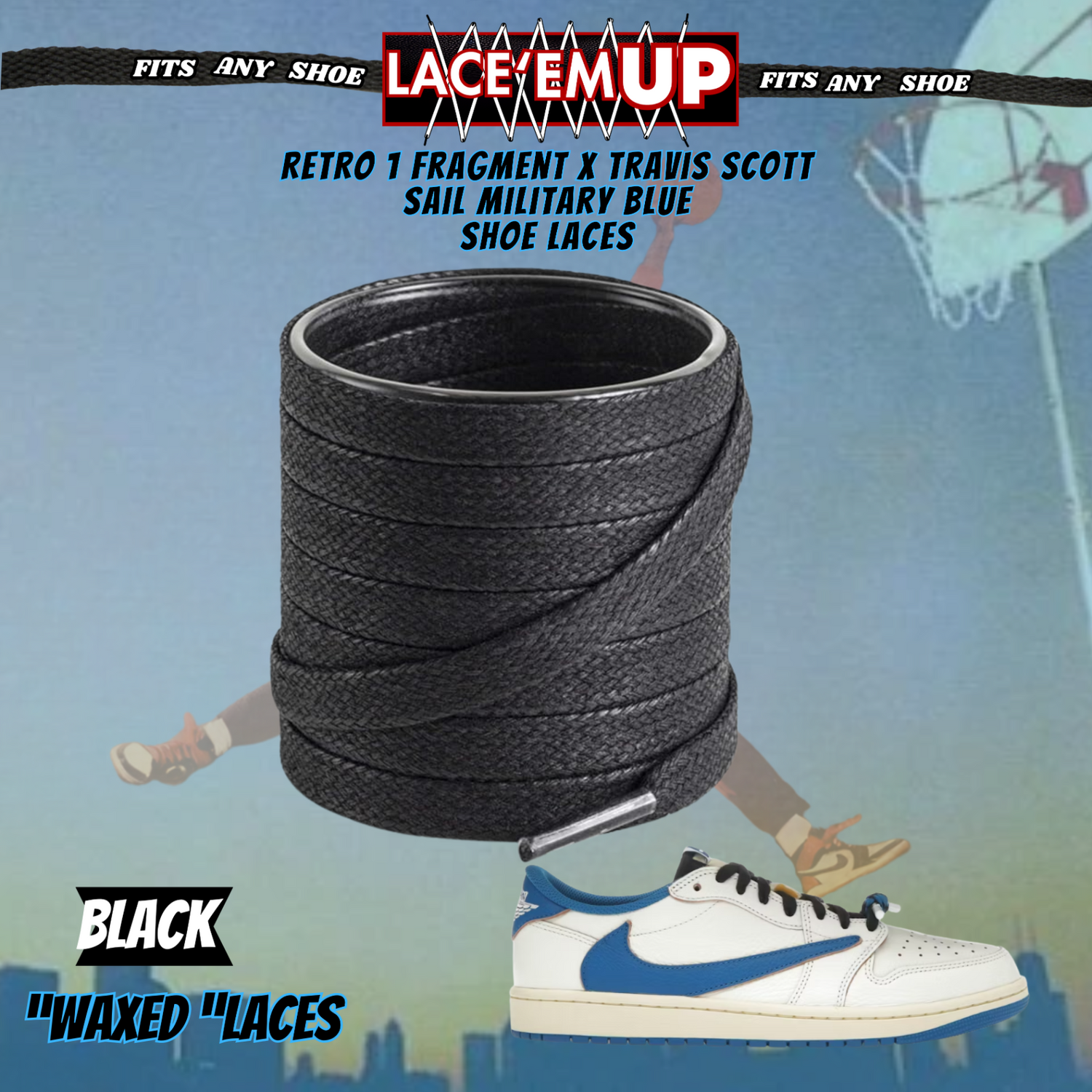Retro 1 TS Sail Military Blue Shoe Laces replacement for AJ1 TRAVIS LACES