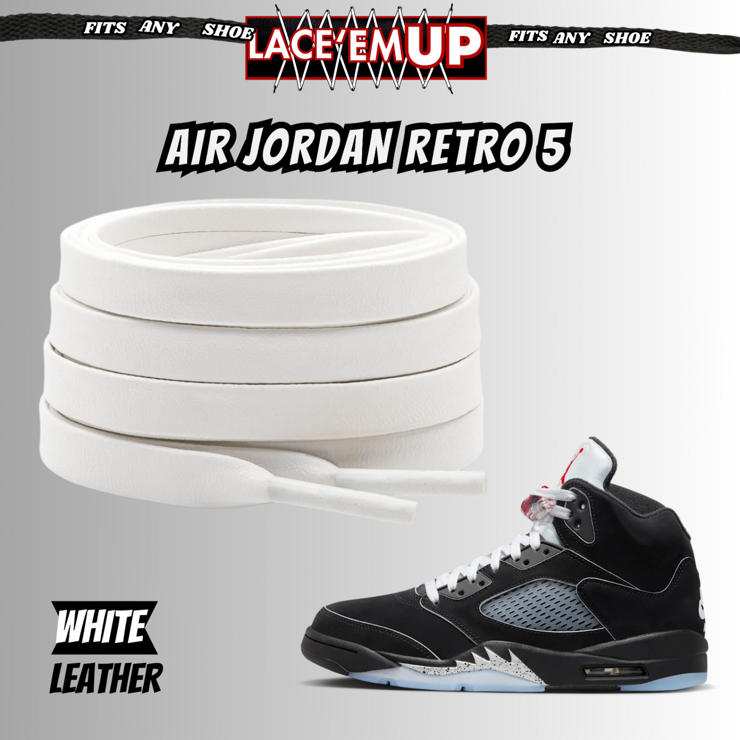 METALLICS 5'S Shoe Laces Cement replacement for jordan 5 reimagined metallic