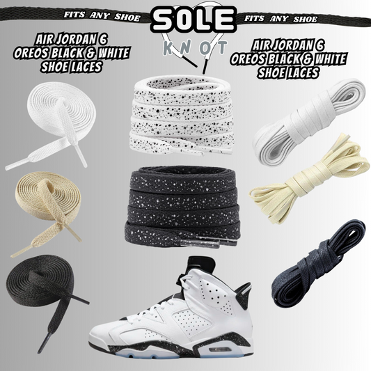 PREMIUM SHOE LACES TO MATCH AIR JORDAN 6 OREOS BLACK & WHITE,AJ CONVERSE