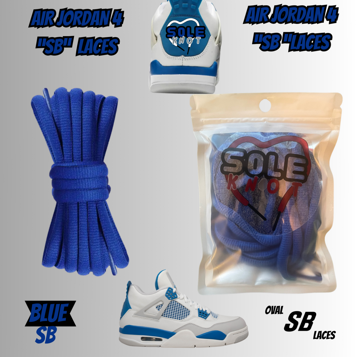 PREMIUM SHOELACES FOR For Air AJ Jordan 4 IV Industrial Military Blue
