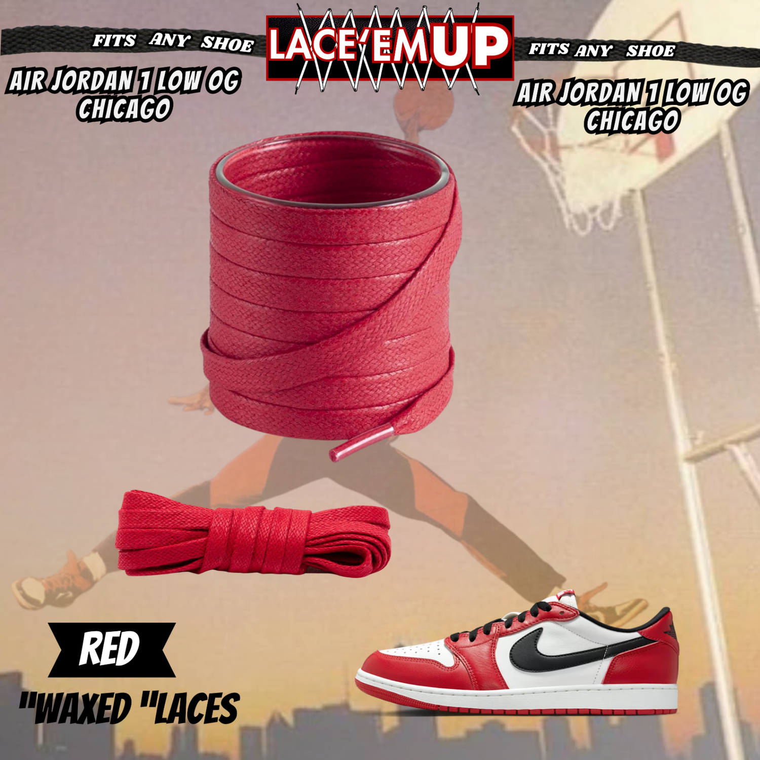 Retro 1 CHICAGO Shoe Laces Cement replacement for Retro 1  OG BLACK TOE
