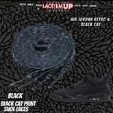 BLACK CAT Shoe Laces Spotted Splatter Cement replacement for jordan 4 black cats