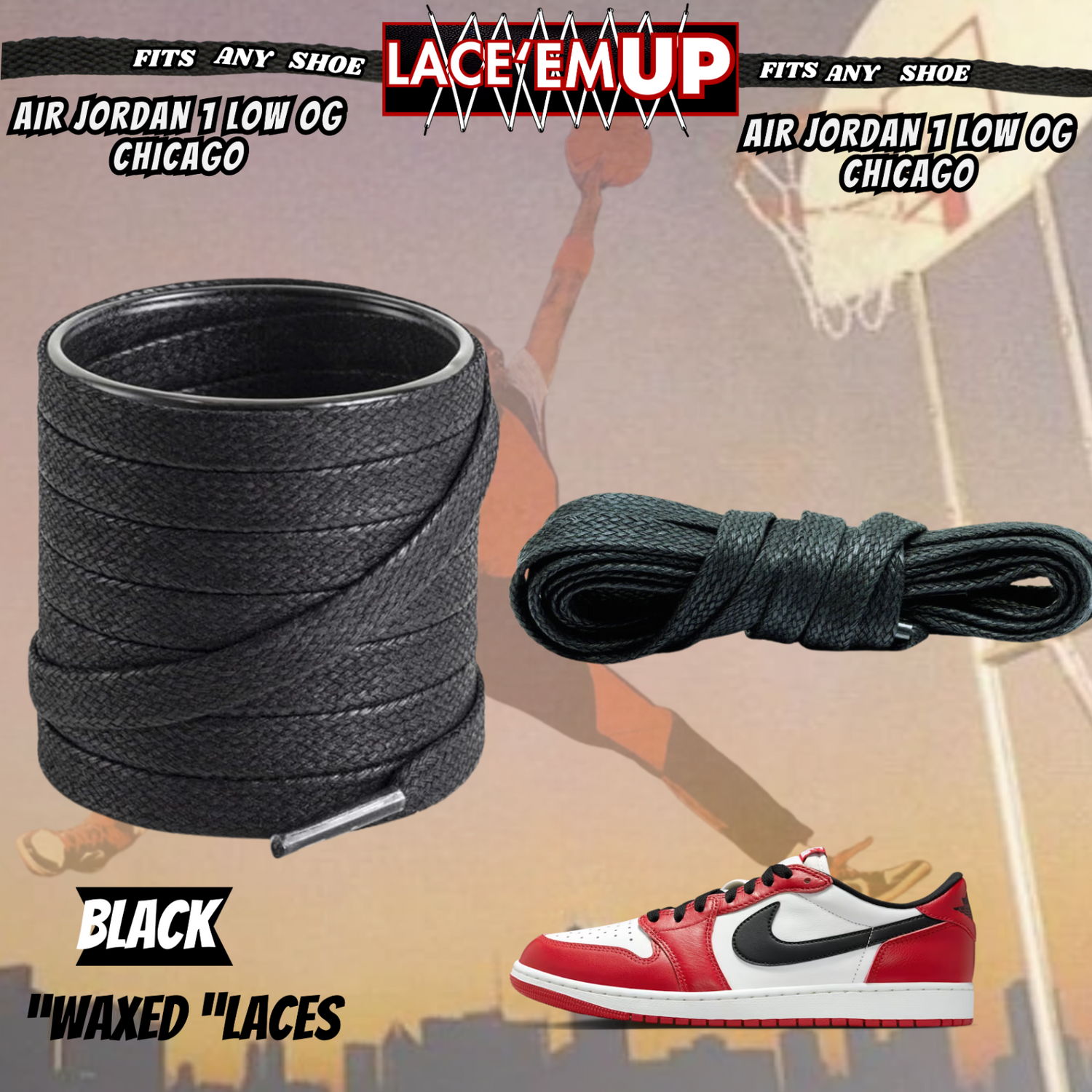 Retro 1 CHICAGO Shoe Laces Cement replacement for Retro 1  OG BLACK TOE