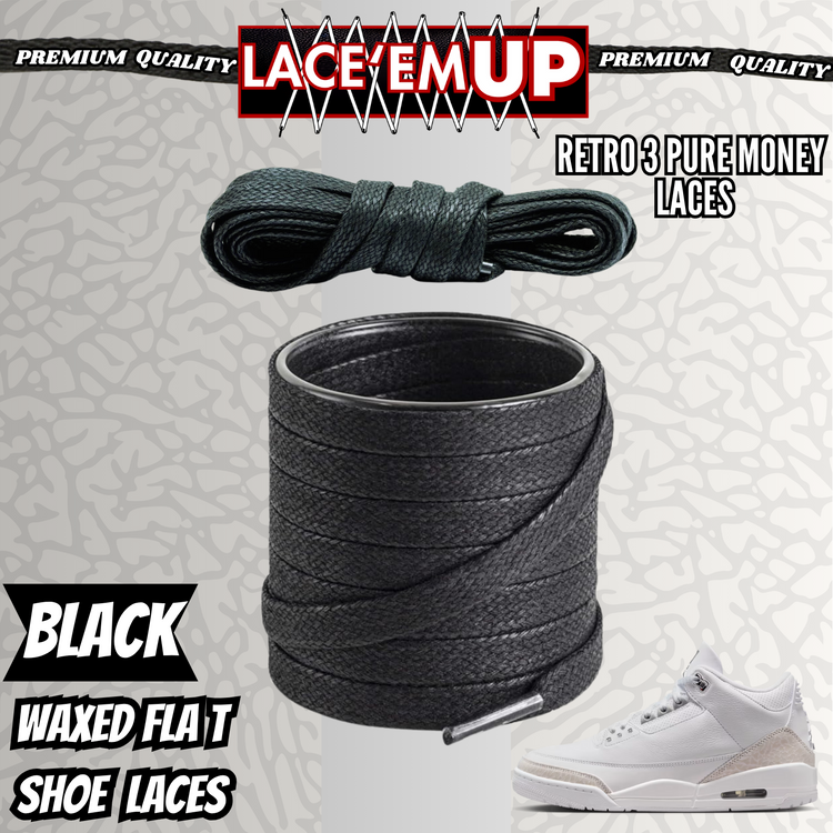 Retro 3 Pure Money Shoe Laces Spotted Splatter Cement replacement, Elephant lace