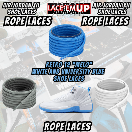 Retr 12 AJ12 Premium Replacement Rope Round Shoe Laces for Unc Melo Laces