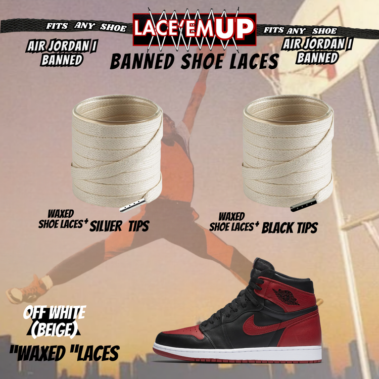 "Banned" Flat Shoe Laces replacement for jordan 1  OG BLACK TOE LACES