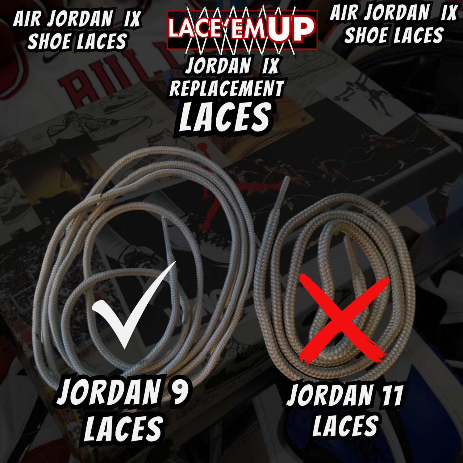 Air Jordan 9 AJ9 Premium Replacement Rope Round Shoe Laces