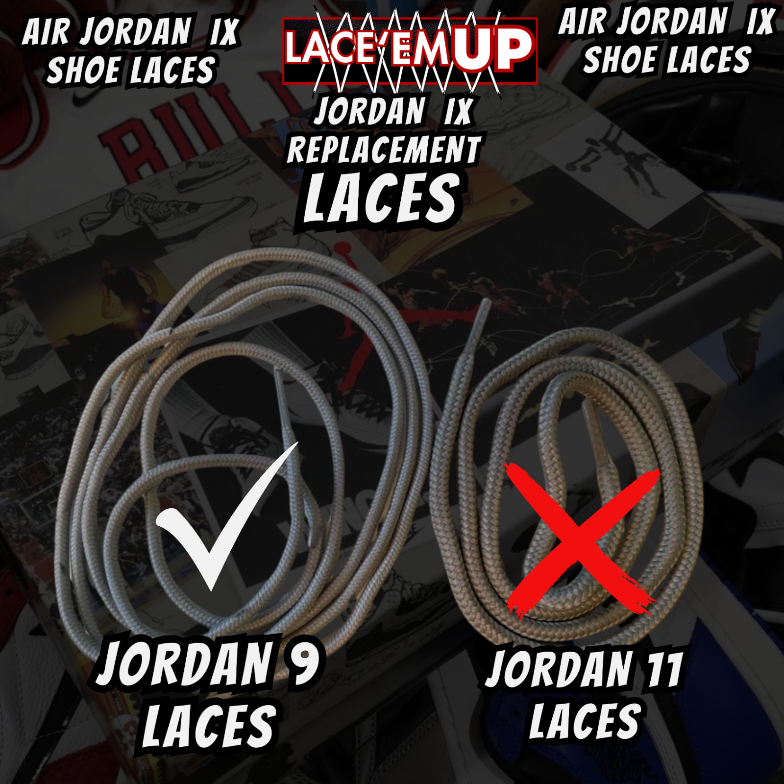 Air Jordan 9 AJ9 Premium Replacement Rope Round Shoe Laces