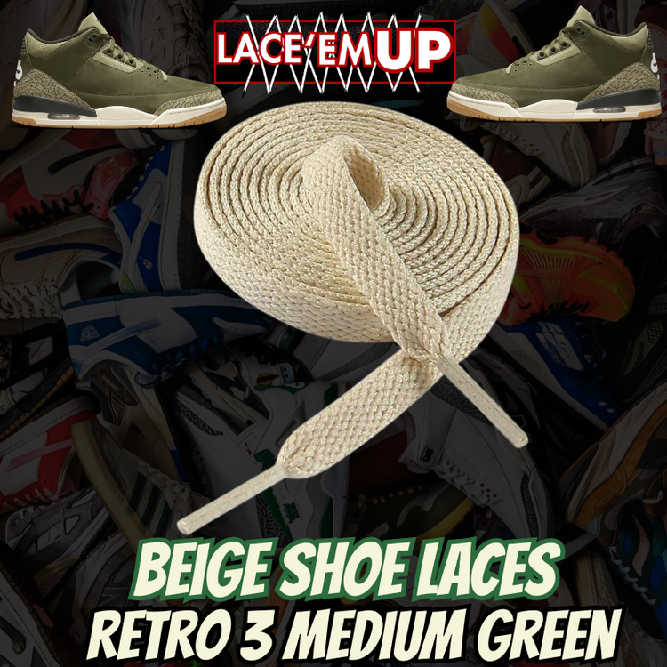 Retro 3 Medium Green Shoe Laces replacement, sneaker shoe laces. aj3,aj4,AJ12