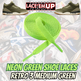 Retro 3 Medium Green Shoe Laces replacement, sneaker shoe laces. aj3,aj4,AJ12
