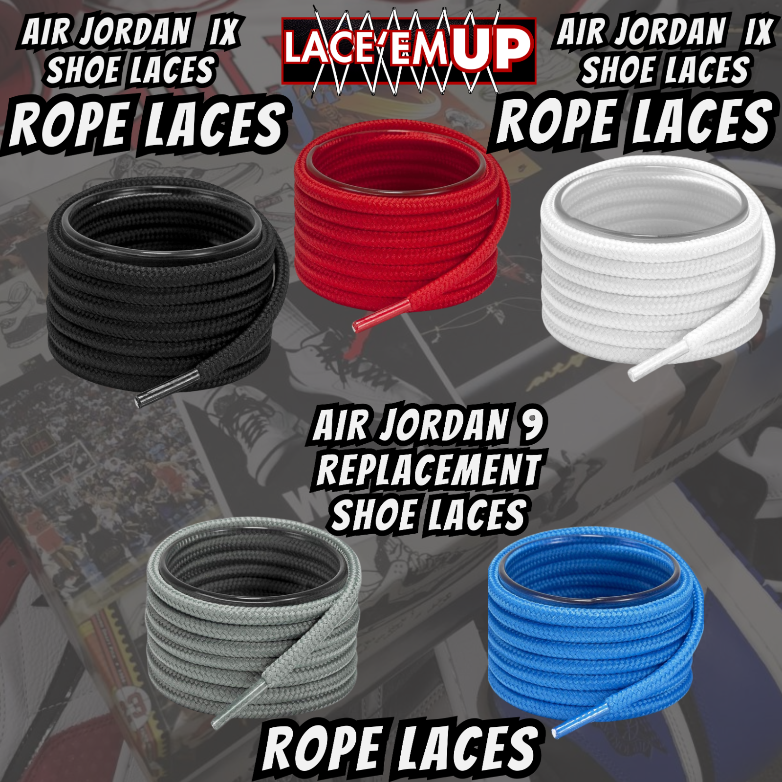 Air Jordan 9 AJ9 Premium Replacement Rope Round Shoe Laces
