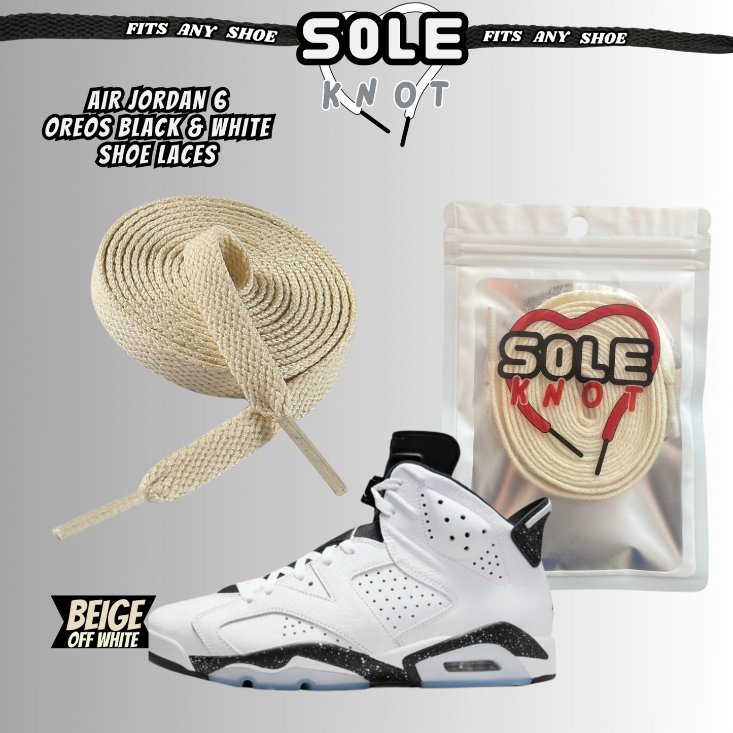 PREMIUM SHOE LACES TO MATCH AIR JORDAN 6 OREOS BLACK & WHITE,AJ CONVERSE