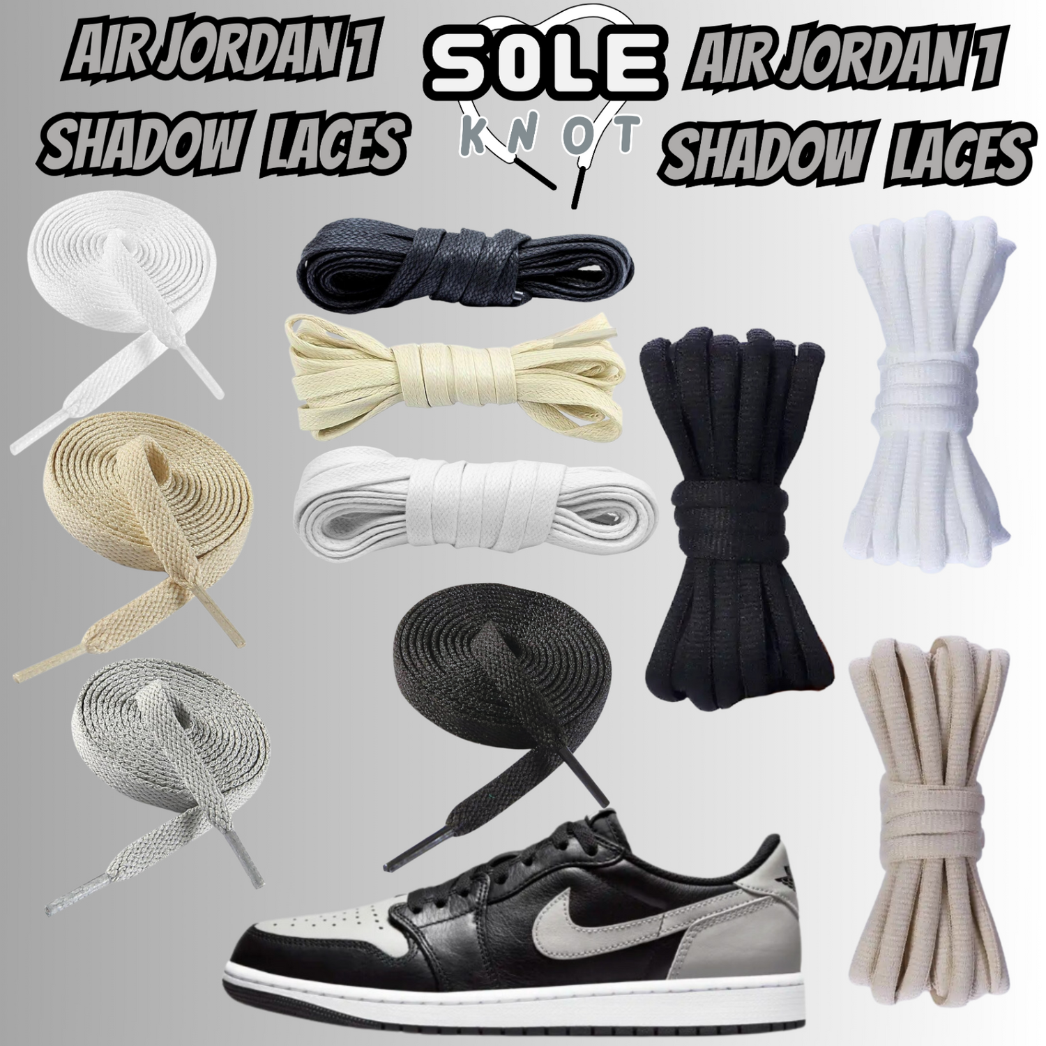 PREMIUM SHOELACES FOR  Air AJ Jordan 1 SHADOW