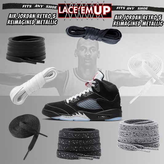 METALLICS 5'S Shoe Laces Cement replacement for jordan 5 reimagined metallic