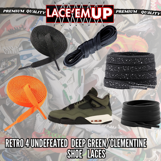 Shoe laces for Retro 4 UNDEFEATED DEEP GREEN/CLEMENTINE, REPLACEMENT SHOE LACES
