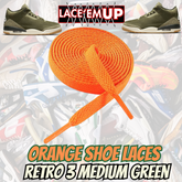 Retro 3 Medium Green Shoe Laces replacement, sneaker shoe laces. aj3,aj4,AJ12