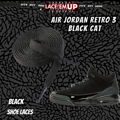 BLACK CAT Shoe Laces Spotted Splatter Cement replacement for jordan 3 black cats