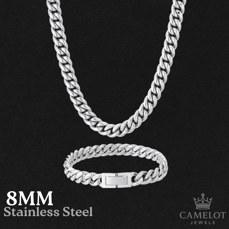 18K Gold Plated Stainless Steel Miami Cuban Curb Link Necklace Chain Men Women