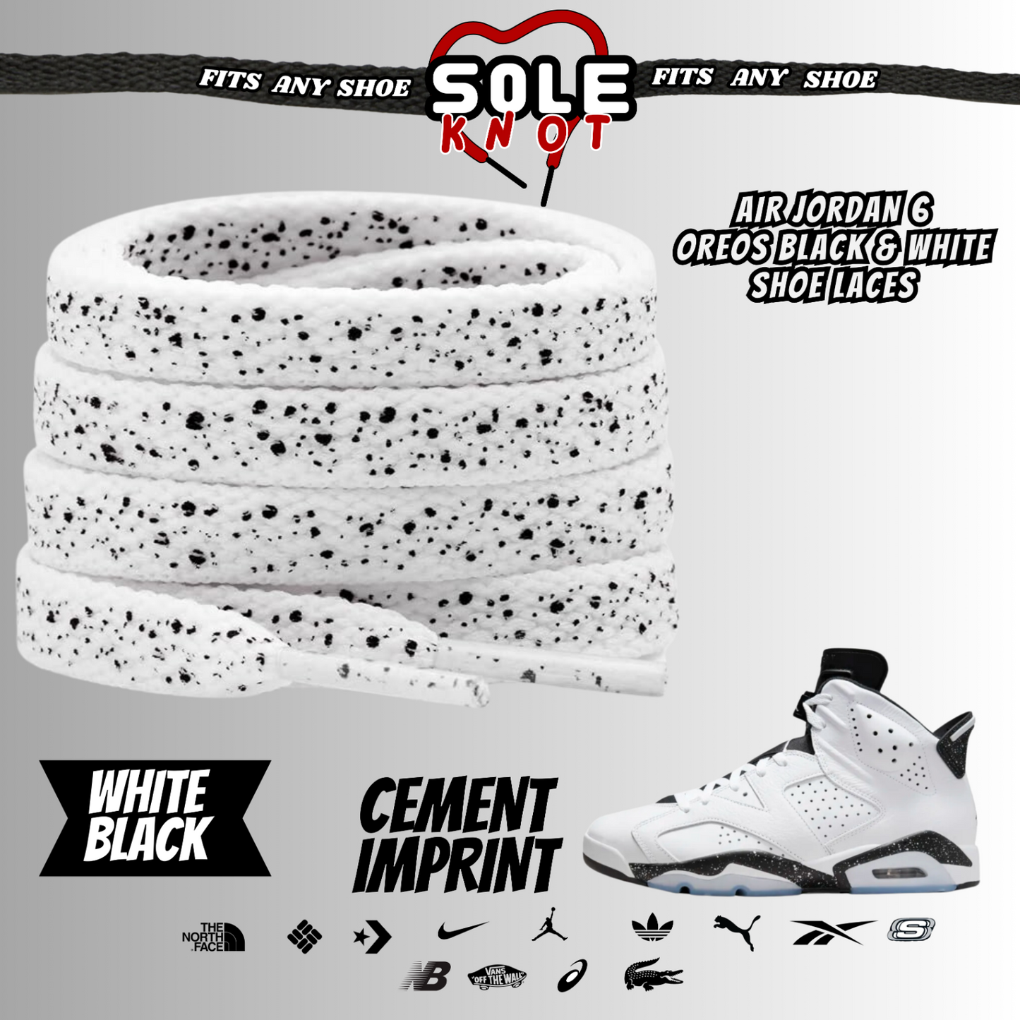 PREMIUM SHOE LACES TO MATCH AIR JORDAN 6 OREOS BLACK & WHITE,AJ CONVERSE