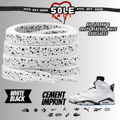 PREMIUM SHOE LACES TO MATCH AIR JORDAN 6 OREOS BLACK & WHITE,AJ CONVERSE