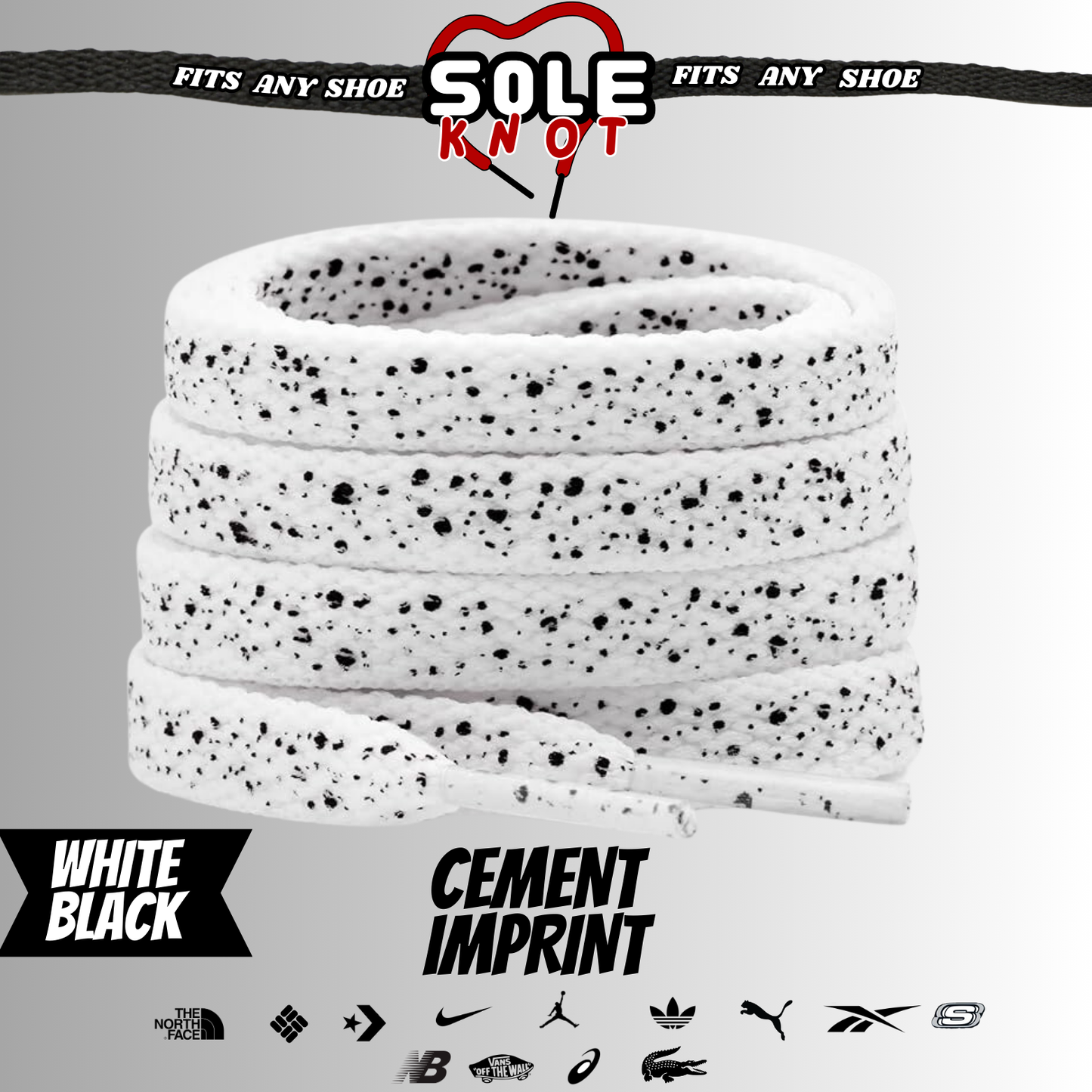 SOLE KNOT- CEMENT Flat Shoe Laces Spotted Splatter Cement AJ3 AJ4 Colored Tips