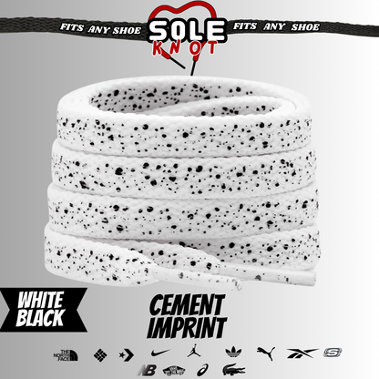 SOLE KNOT- CEMENT Flat Shoe Laces Spotted Splatter Cement AJ3 AJ4 Colored Tips