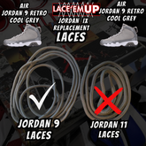 Air Jordan 9 COOL GREY  Premium Replacement Rope Round Shoe Laces. AJ9 LACES